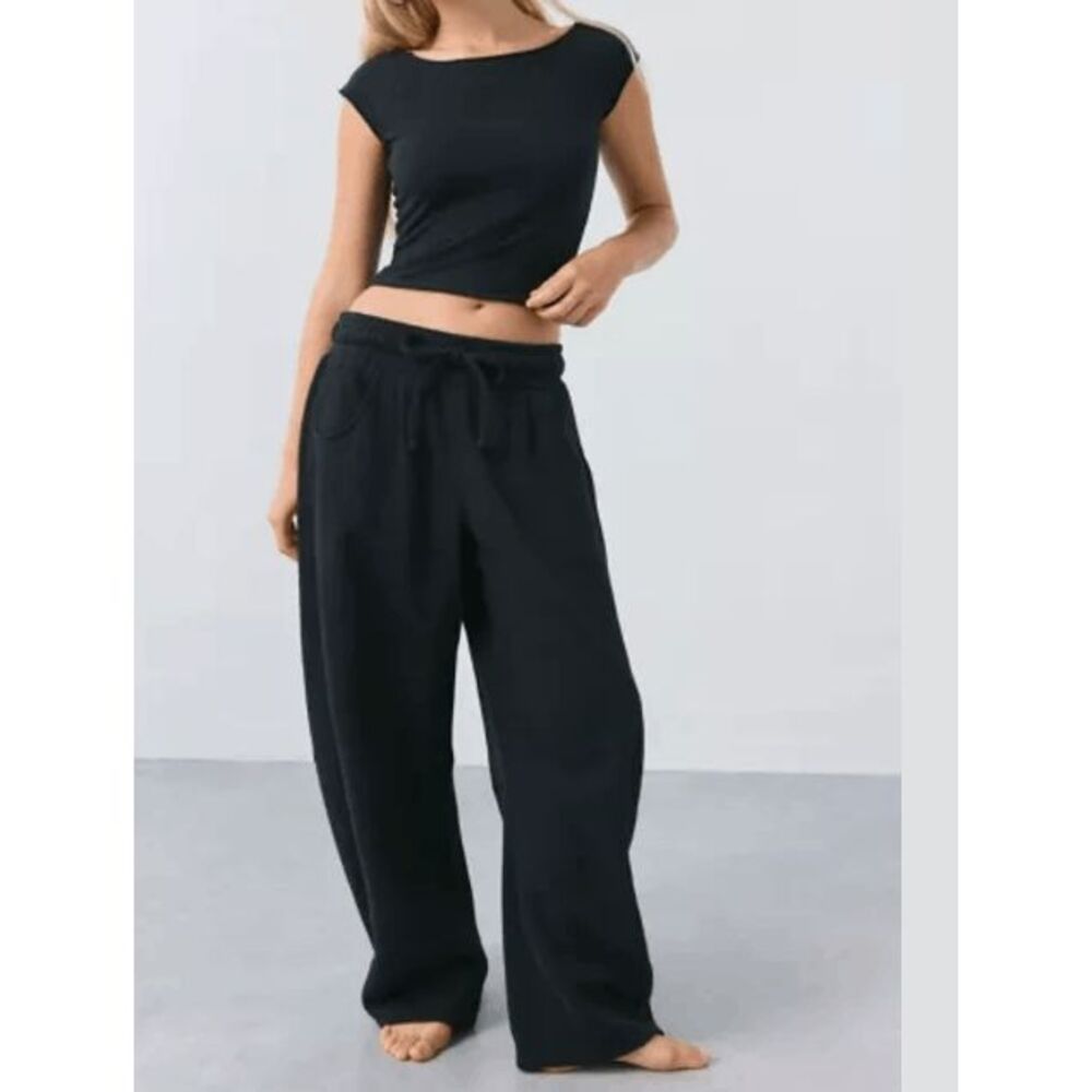 Out From Under Urban Outfitters Boatneck Cropped Tee Black Small NWOT